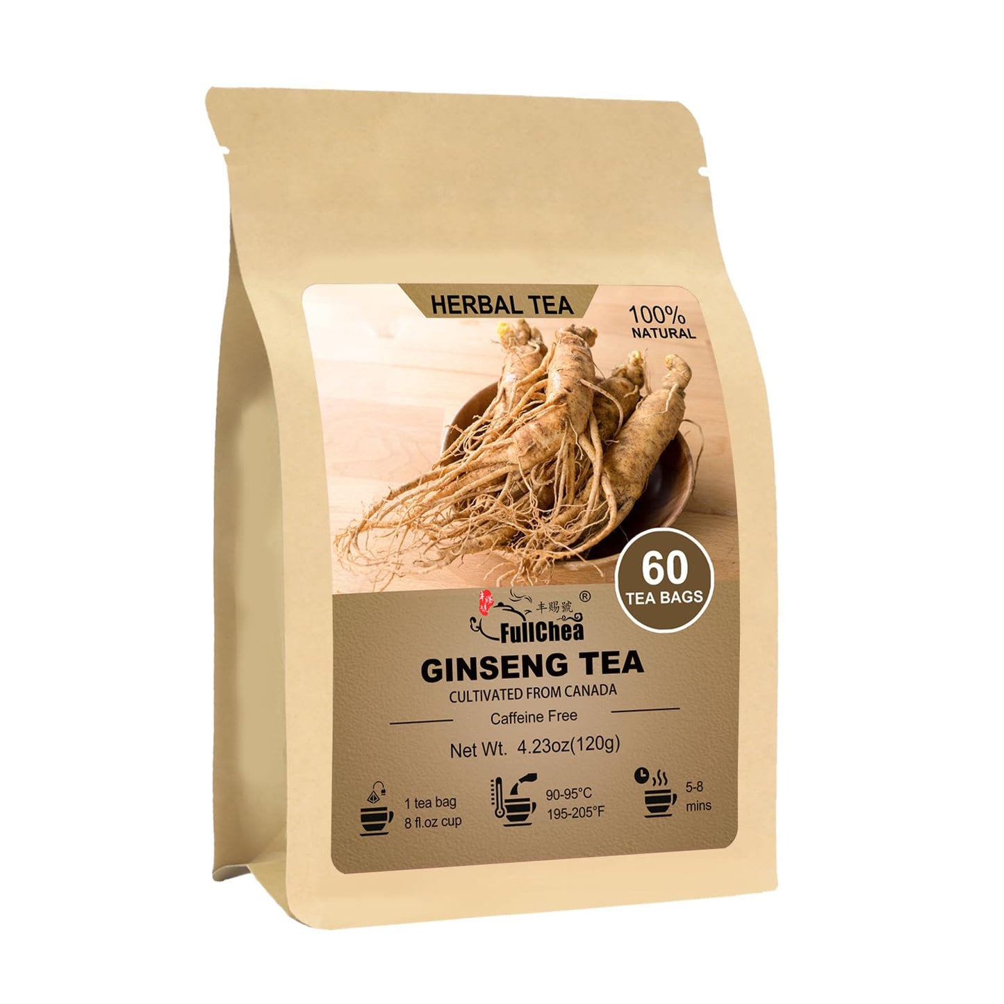 FullChea Herbal Tea Collection - Ginseng Tea Variety Pack - 60 Count