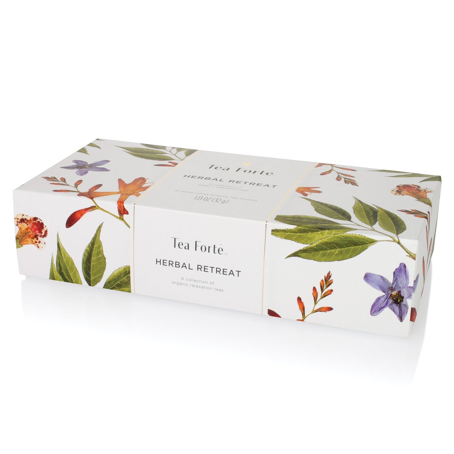 Tea Forte Herbal Retreat Organic Caffeine Free Tea Gift Set, 10 Handcrafted Pyramid Infusers, 10 Count