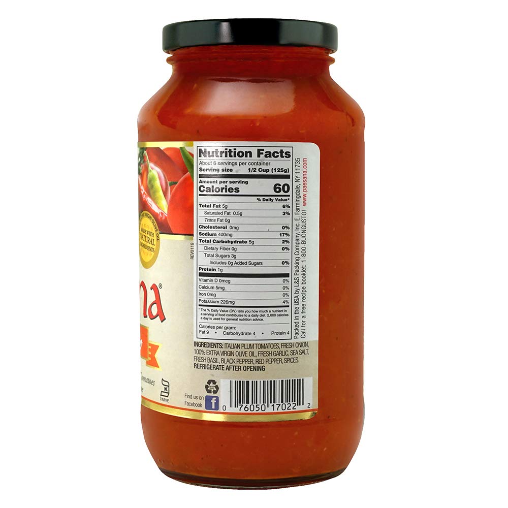 Paesana Traditional Fra Diavolo Pasta Sauce - Gluten Free, Vegan Friendly and made with 100% Imported Italian Tomatoes - Packed