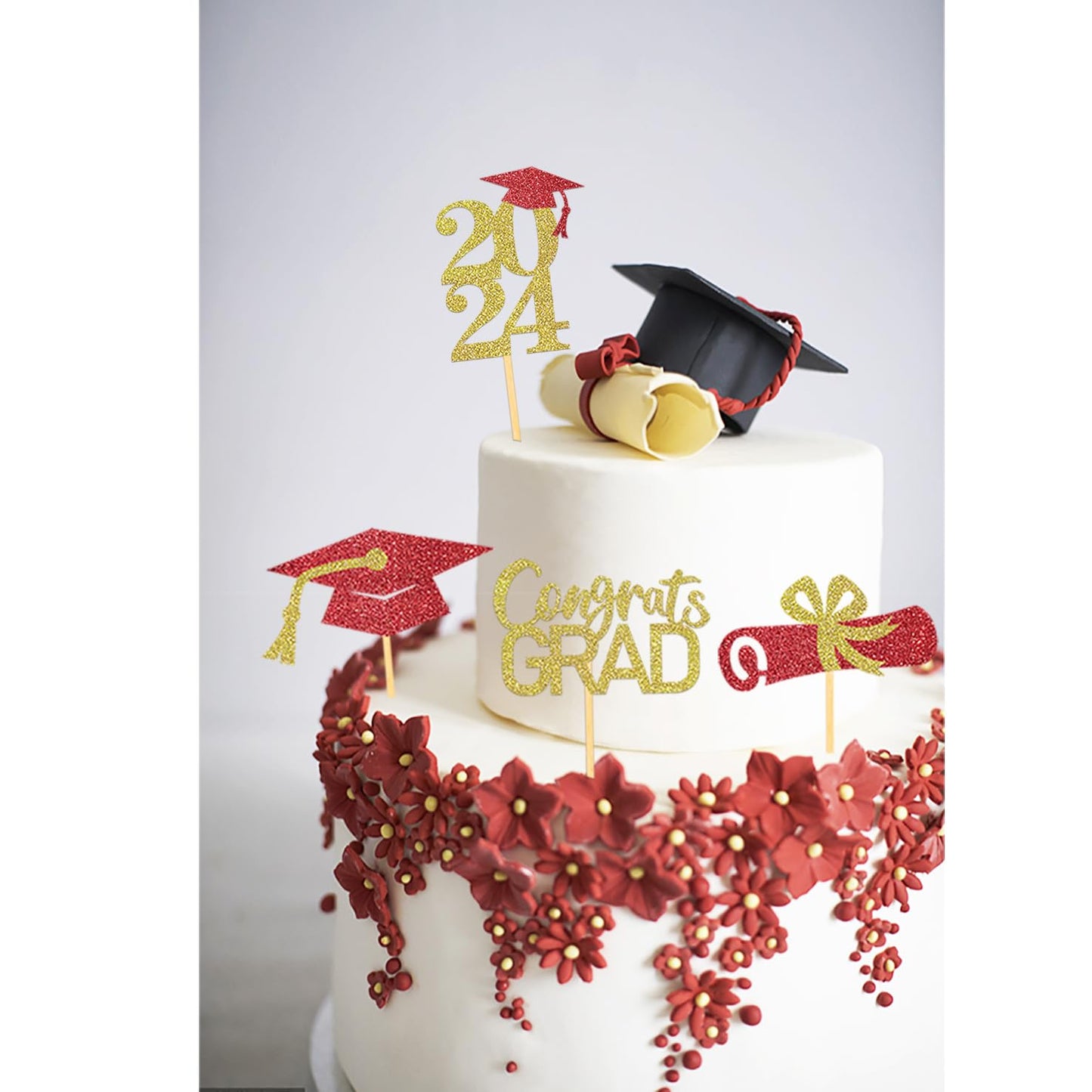 24Pcs Graduation Cupcake Toppers, Graduation Decorations Class Of 2024 Cupcake Toppers- Graduation Cupcake Picks For Graduation