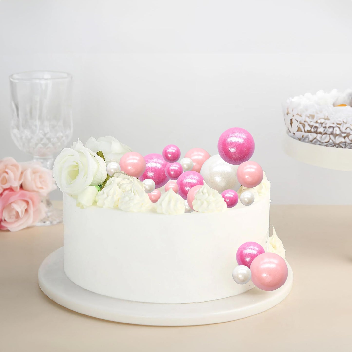 Ephlyn 30Pcs Balls Cake Topper Foam Ball Cake Picks Mini Balloon Cupcake Insert Bubble Balls Diy Decoration For Baby Shower Kids
