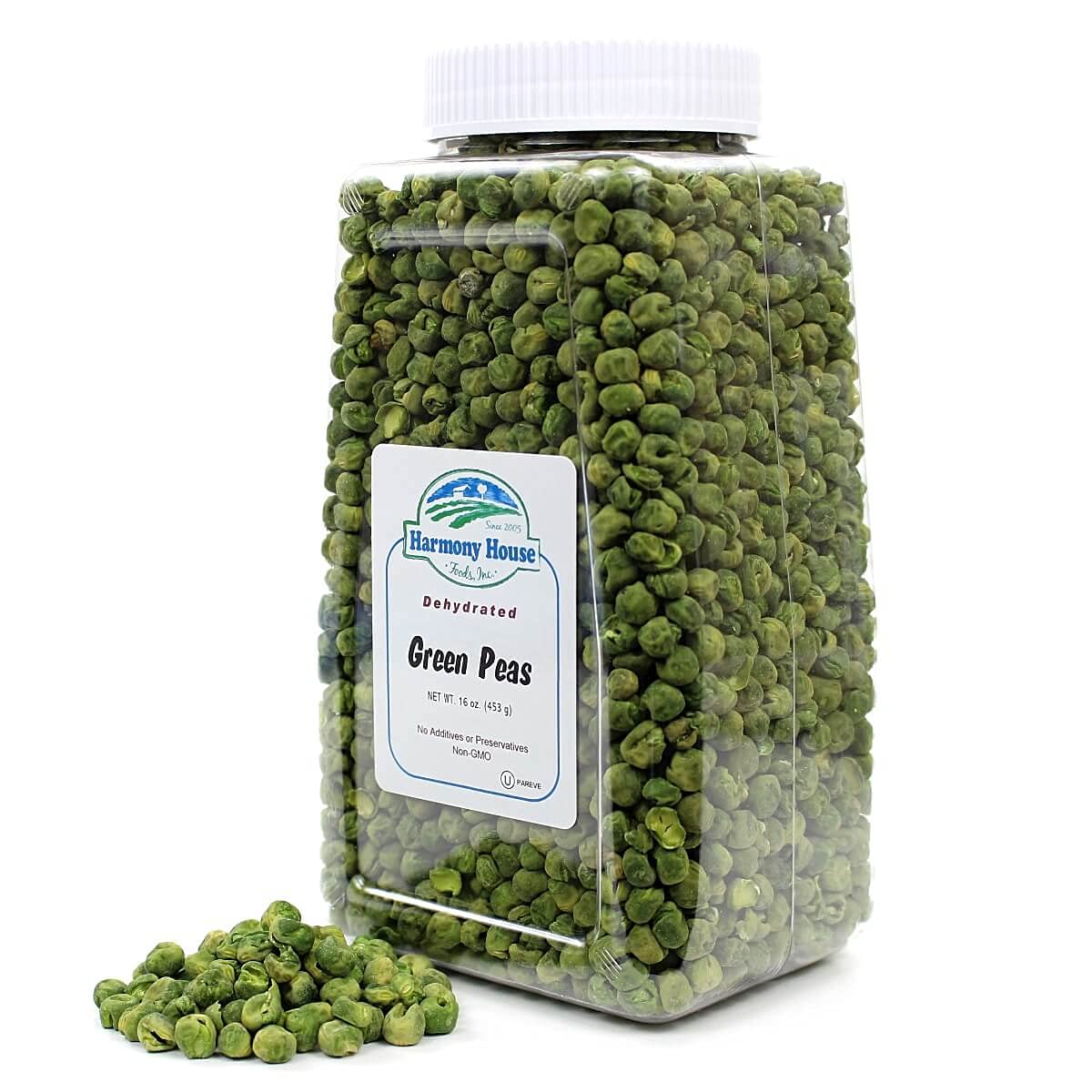 Harmony House Foods Dried Peas, whole (16 oz, Quart Size Jar) for Cooking, Camping, Emergency Supply, and More