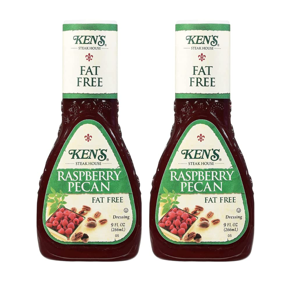 Kens Steak House Fat Free Raspberry Pecan Dressing, 9 Fl Oz (Pack of 2)