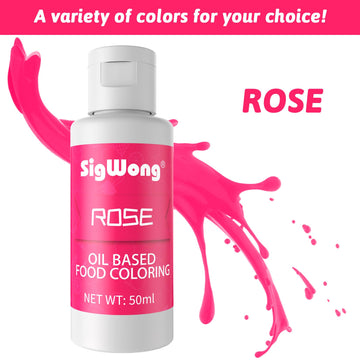 Oil Based Food Coloring For Chocolate - 50Ml Rose Upgraded Edible Oil Based Food Dye For Cake Decorating, Baking, Candy Melts, C
