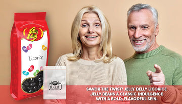 Jelly Belly Bundle- Licorice Flavor Jelly Beans - 7.5 Oz Gift Bag- Includes Rus Candy Company Travel Size Pocket Bag (Licorice)