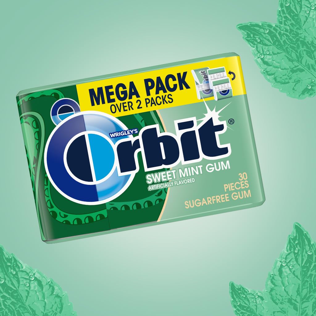 Orbit Sweet Mint Sugar Free Chewing Gum, 30 Ct Mega Packs, Pack of 6