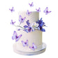 Cyodoos 30Pcs Bule Purple Mixed Size Lively 3D Waterproof Butterfly Cupcake Topper For Girls Women'S Happy Birthday Wedding Part