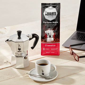 Bialetti - Perfetto Moka Classico: Medium roast ground coffee, hazelnut and dried fruit aroma, 250g x 6, bag with aroma valve