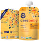 Cerebelly Organic Baby Food Pouches, Carrot Pumpkin Purees, 16 Nutrients, No Added Sugar, Fiber & Non-Gmo, 4Oz, 6 Pack