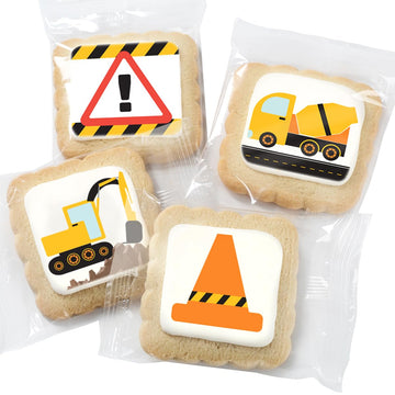 Construction Theme Cookies Individually Wrapped 24 Pack | Bulldozer Excavator Digging Vehicles | Birthday Baby Shower