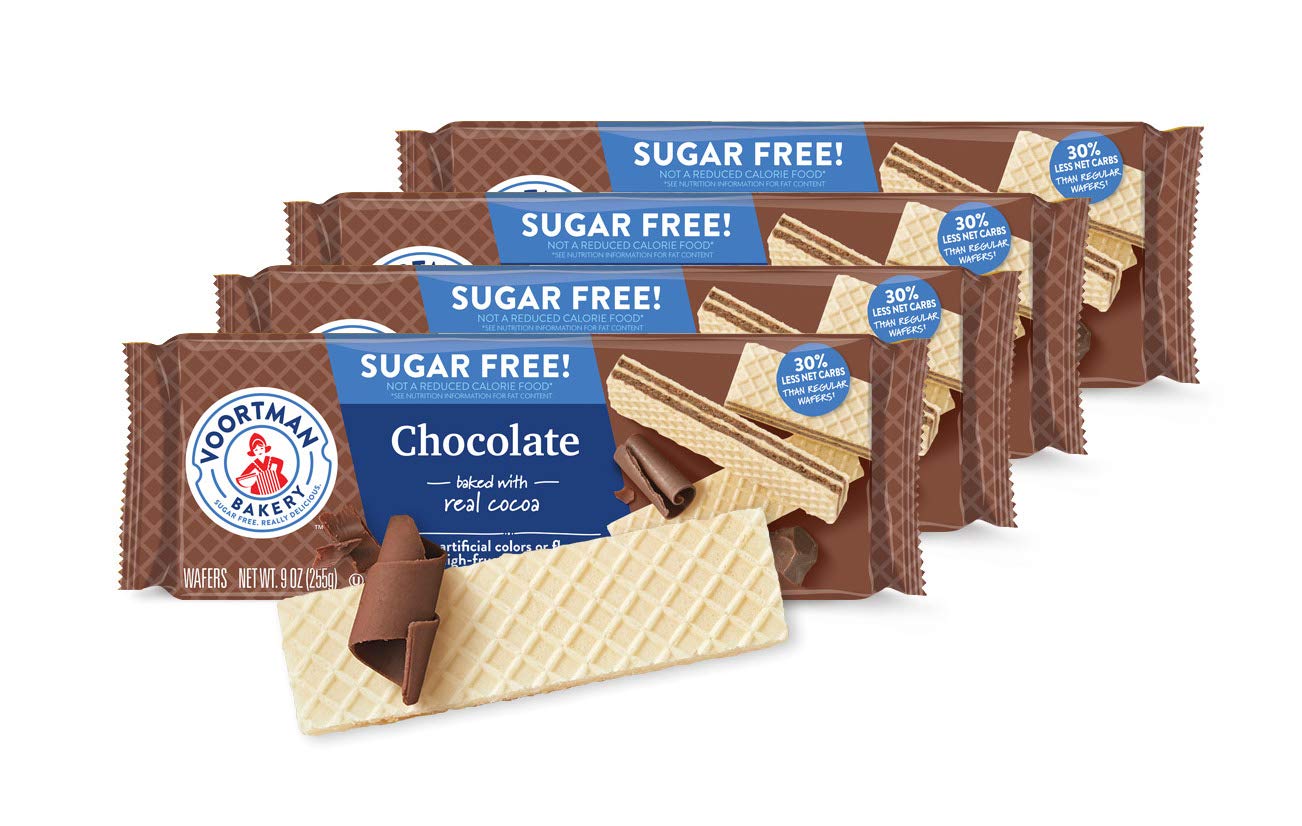 Voortman, Sugar Free, Chocolate Wafers, 9oz Bag (Pack of 4)