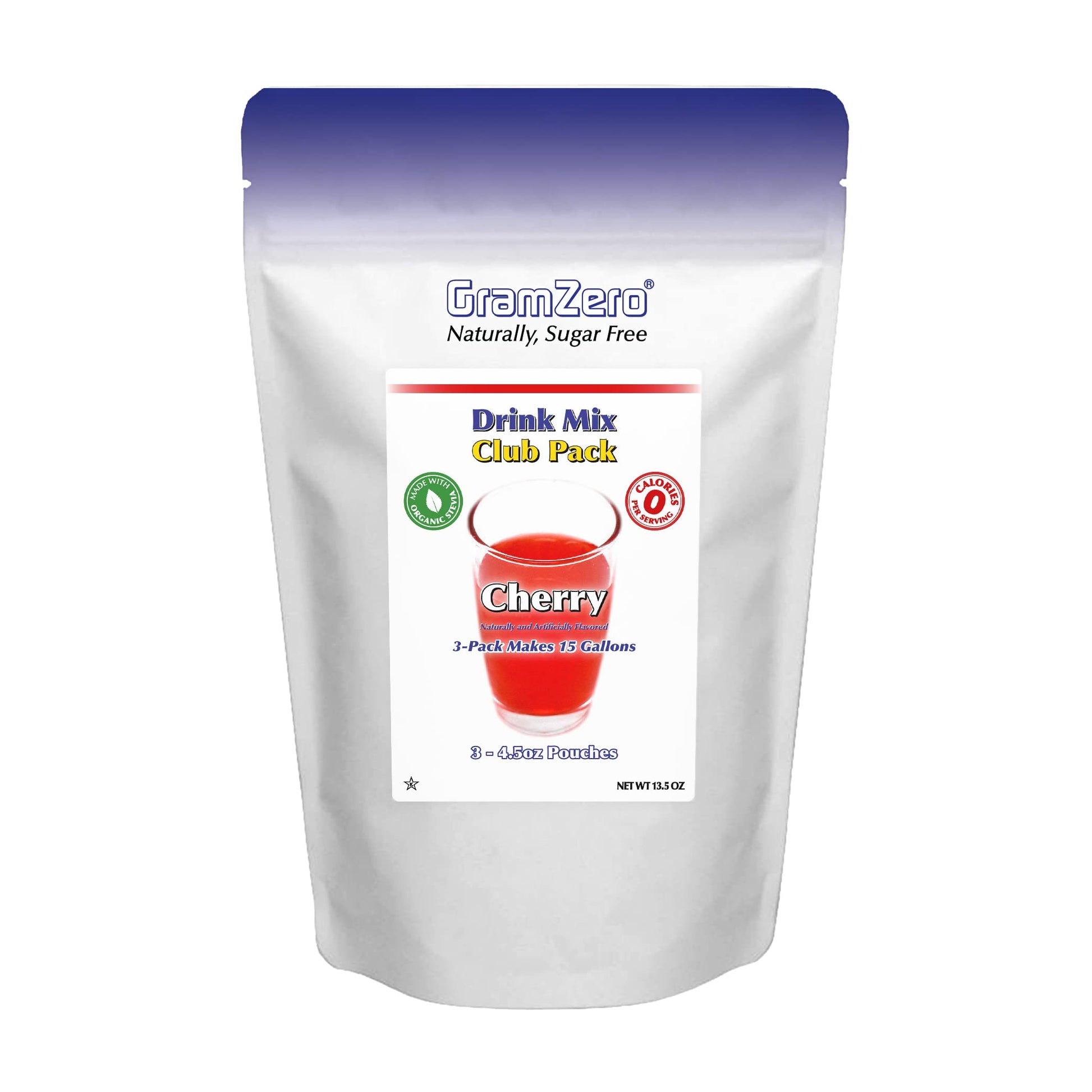 Gramzero Cherry Zero Calorie Sugar Free Drink Mix, Great For Nutrition Club Loaded Teas, Stevia Sweetened
