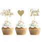 Donoter Cupcake Toppers, 24 Pieces Light Gold Glitter Heart Cake Picks, Model CC-273 for Going Away Party Decorations