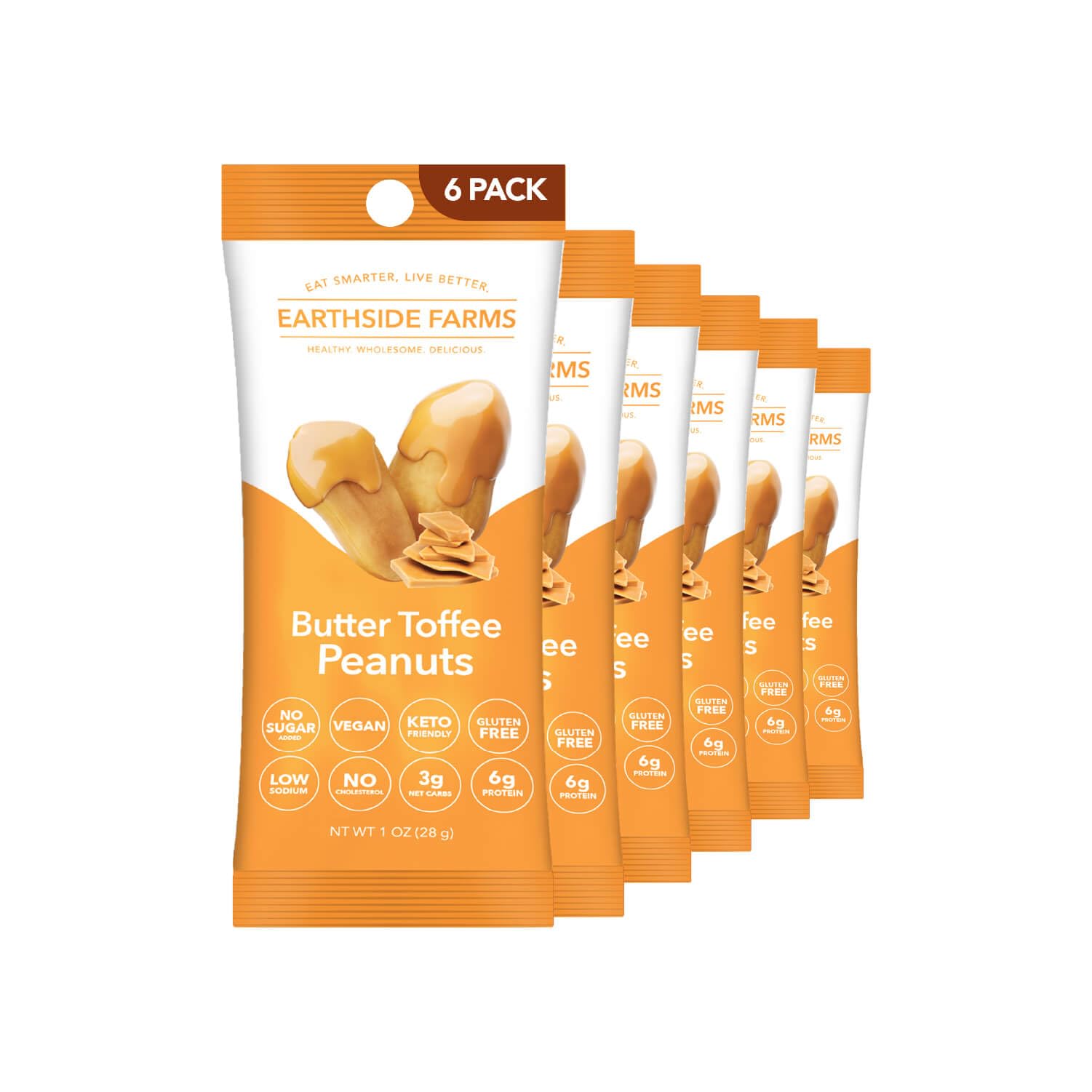 Earthside Farms Peanuts, Low Sugar Keto Snack, Non GMO, Vegan, Individual Packs of Sweet and Crunchy Nut Coated in a Sweet Candy