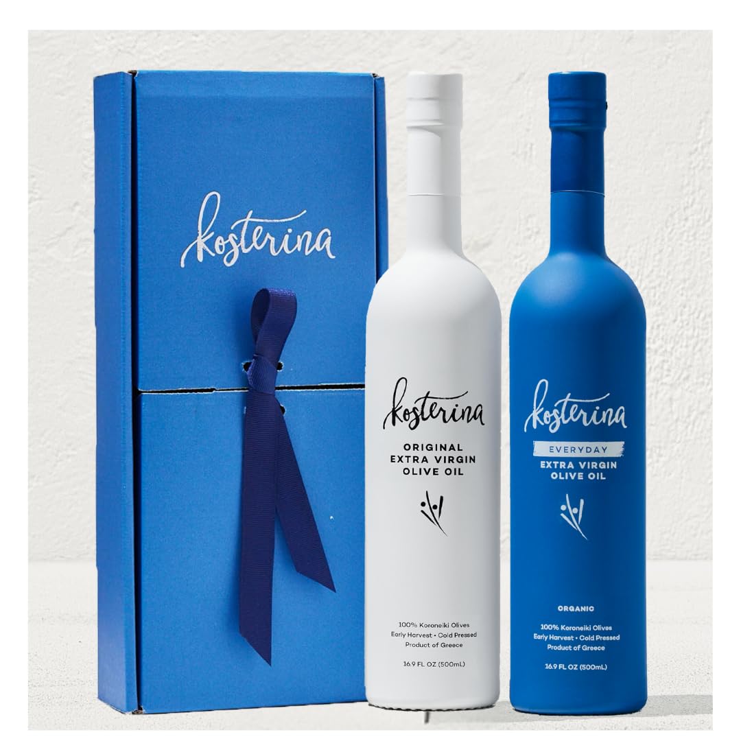 Kosterina - Extra Virflavor Blend Duo - Cold-Pressed Top-Grade Greek Evoo  Made From 100% Pure Early Harvest Koroneiki Olives  Incredible Superfood  Naturally Peppery  Smooth Flavor | 16.9Oz (500Ml)  Pack Of 2