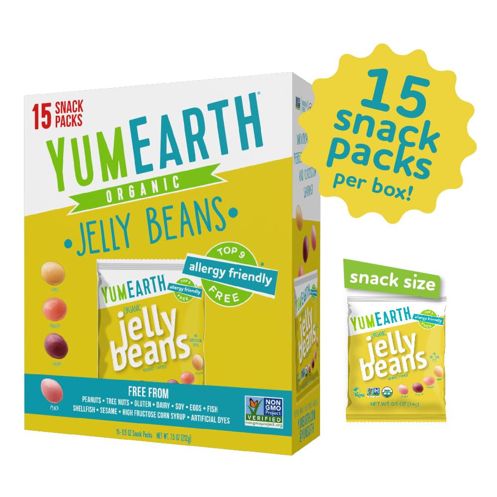 Yumearth Organic Jelly Beans - Fruity Candy Snack Packs, Gluten Free Snacks For Kids - Allergy Friendly, Non-Gmo, No Artificial