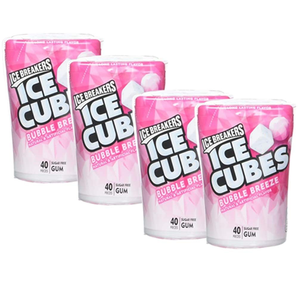 Hersheys Ice Breakers Cubes Sugar-Free Gum, Bubble Breeze, 4 Count (Pack of 4)