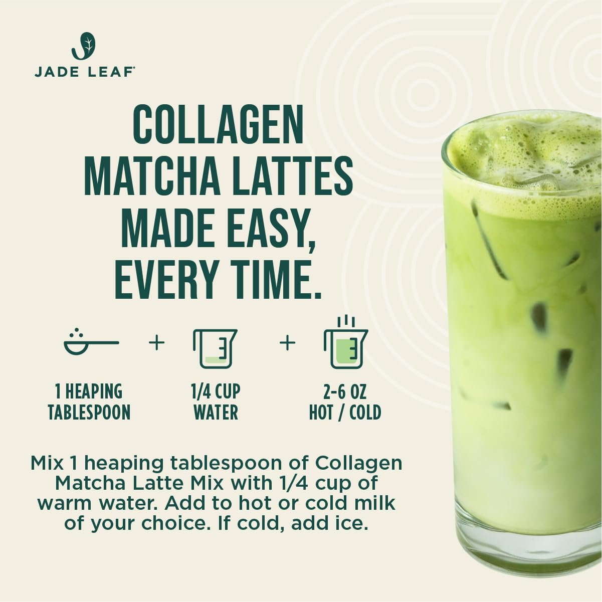 Jade Leaf Matcha Collagen Matcha Latte Powder, Unsweetened, 5.3 Ounce, Premium Barista Crafted, Authentically Japanese
