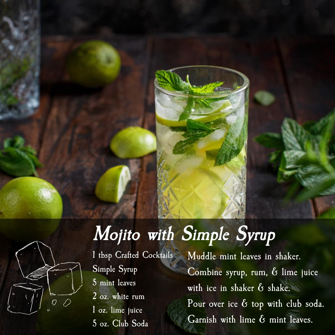 Crafted Cocktails Simple Syrup 2 Pack - 12.7 Fl Oz Each - Made with Real Cane Sugar for Cocktails, Mocktails, and More
