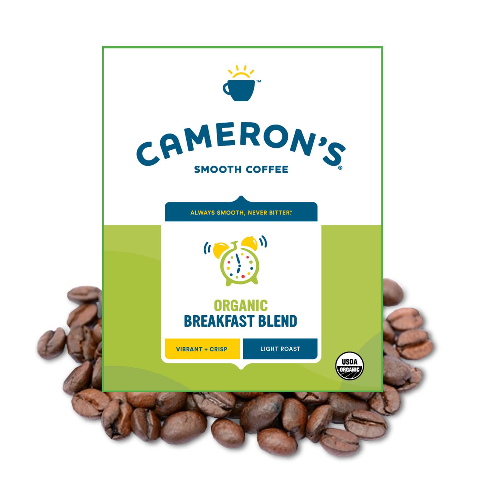 Camerons Coffee Roasted Whole Bean Coffee, Organic Breakfast Blend, 4 Pound