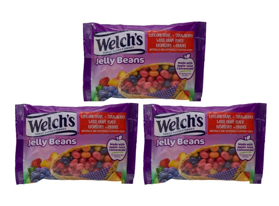 Welchs Assorted Fruit Flavored Jelly Beans, Pack of (3) 12 Ounce Bags, Snack Candy for Kids Girls Boys Teens Adults, by Frankfo