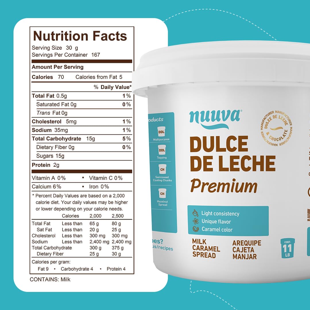 Nuuva Foods Dulce de Leche Caramel Spread - Authentic, Creamy, 5 lbs, Light Brown