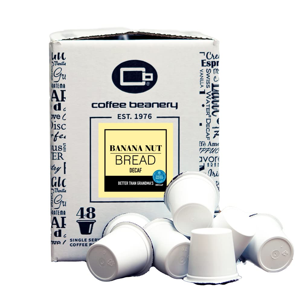 Coffee Beanery Banana Nut Bread Decaf Coffee Pods, Medium Roast, 192 Count, Bulk Packaging