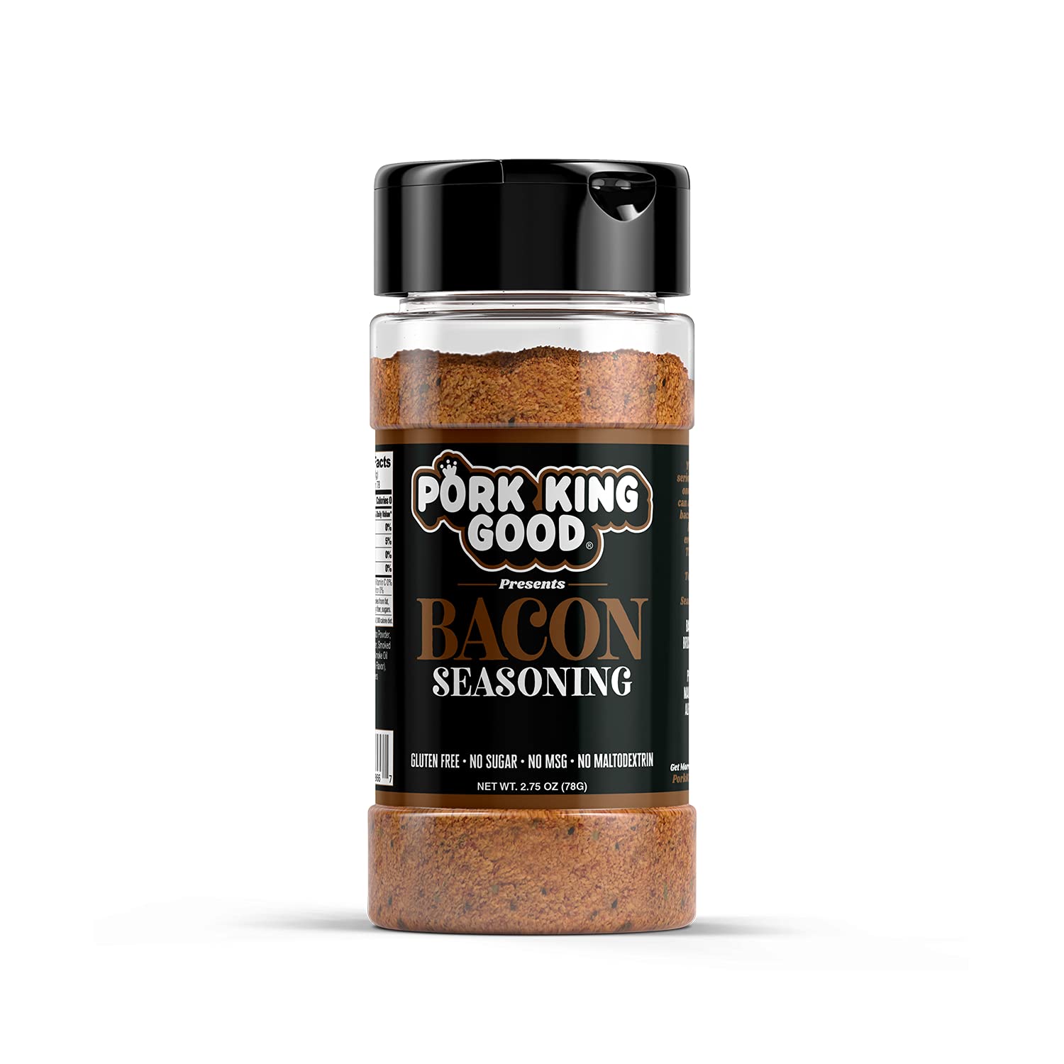Pork King Good Bacon Seasoning For Grilling, Cooking, And Popcorn Seasoning - Keto Friendly, Paleo, No Msg, Gluten Free (Bacon, Single Shaker)