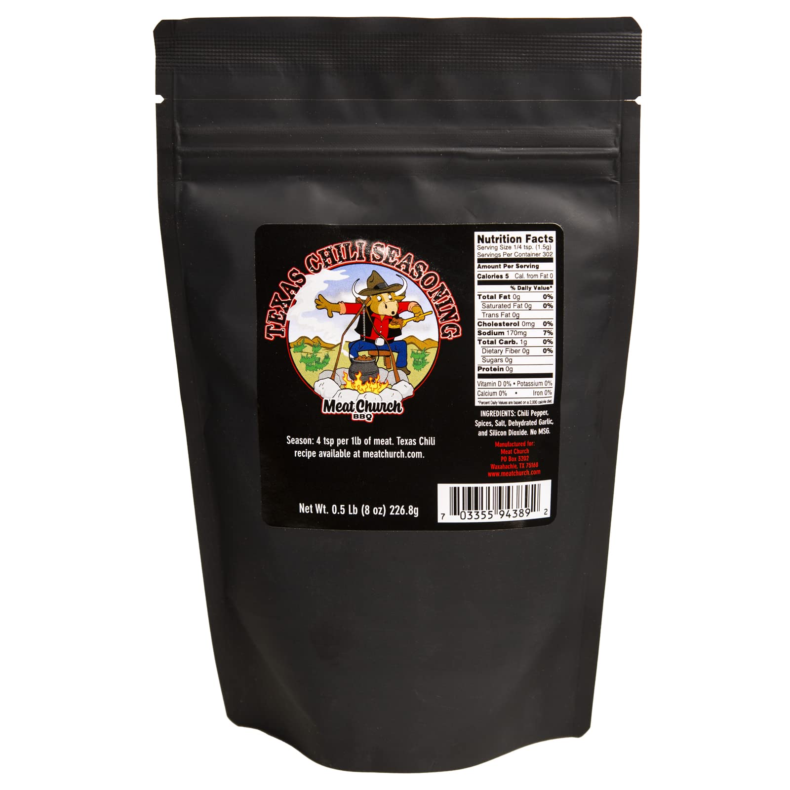 Meat Church Texas Chili Seasoning 8 Oz.