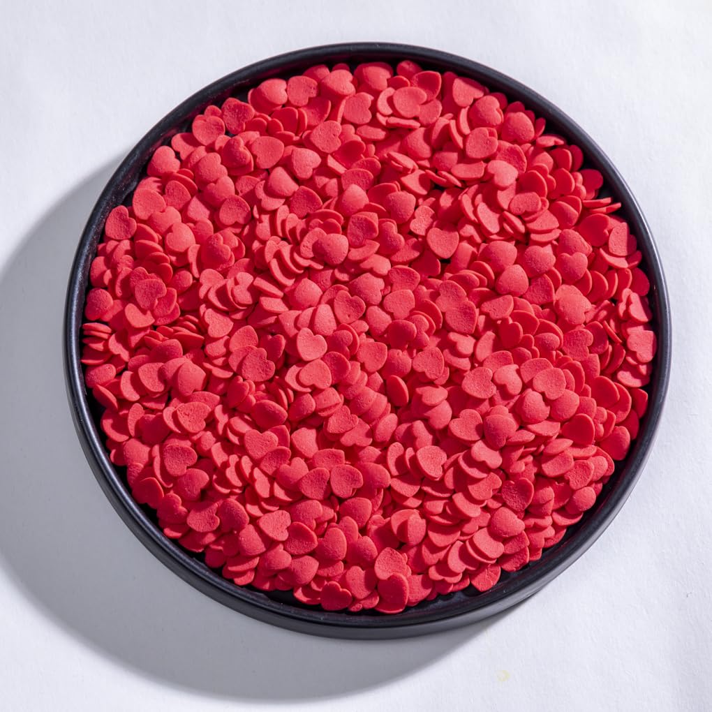 NIPEOR Red Heart Sprinkles, Jumbo Heart-Shaped Sprinkles for Cake Decorating, 100g / 3.53oz Edible Valentines Day Candy Sprinkle