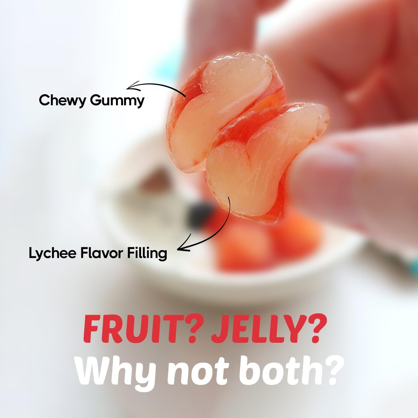 COELO Lychee Gummy Candy - 3 Packs (67g each) - Soft Chewy Jelly   for Parties and Snacks