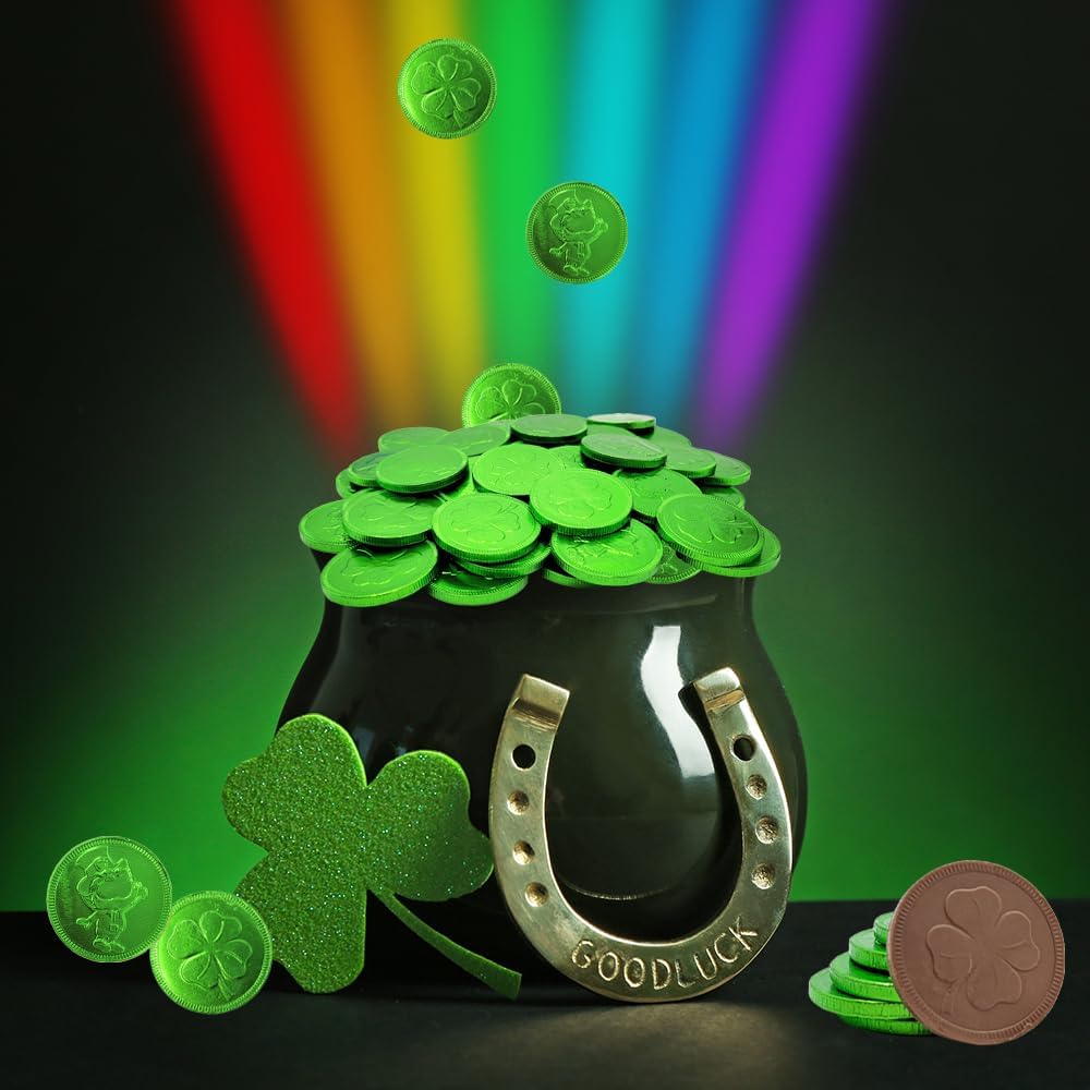 Fruidles Saint Patricks Day Chocolate Coins, Nut-Free Belgian Milk Chocolate, 200-Pack