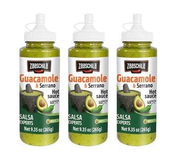 Zaaschila Guacamole & Serrano Sauce - 9.35Oz (265G) 3-Pack - Creamy & Spicy Flavor, Perfect For Tacos, Chips, And Dips