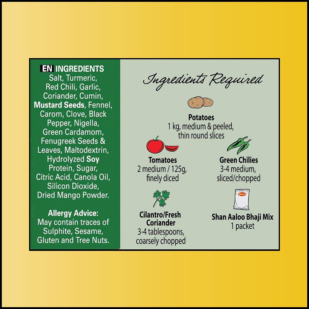 Shan Aloo Bhaji Masala - Authentic Indian Spice Mix for Potato Curry - 1.76 oz (Pack of 3) - Airtight Packaging