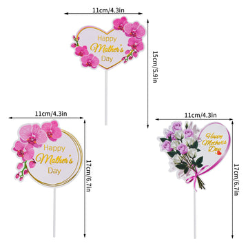 Sumersha 12 Pieces Happy Mother'S Day Cake Toppers Flower Cupcake Topper For Mother'S Day Birthday Cake Decoration Party Supplie