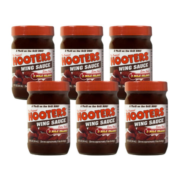 The Original Hooters 3 Mile Island Wing Sauce - Restaurant-Quality Flavor - Ideal For Chicken Wings, Ribs, And Seafood (6 Pack)