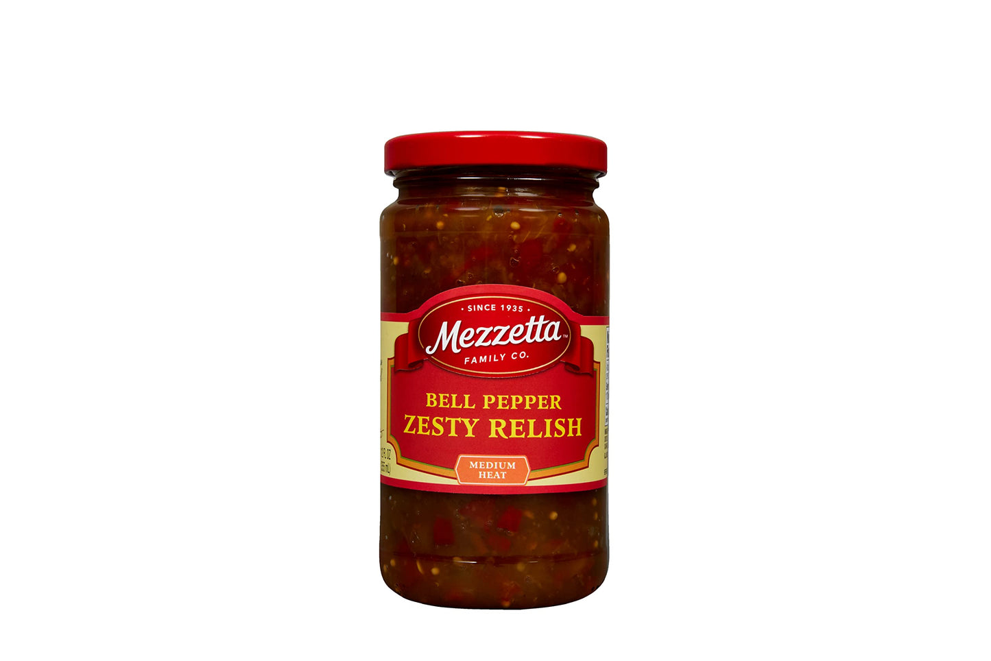 Mezzetta Bell Pepper Zesty Relish | Medium Heat | 12 Fluid Ounce Jar (Pack Of 6)