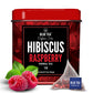 BLUE TEA Hibiscus Tea - Raspberry Flavor - 18 Count Pyramid Tea Bags - Caffeine Free, Vegan, Non-GMO, Tin Packaging