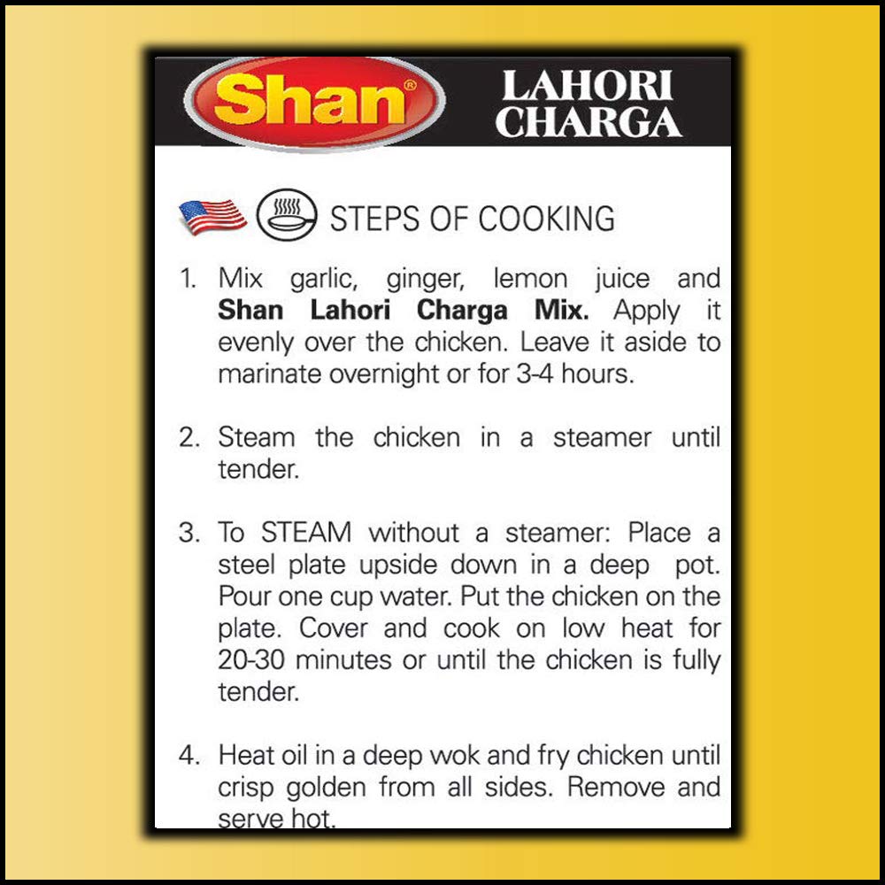 Shan Lahori Chargha Seasoning Mix - Spice Powder for Chicken - 1.76oz (Pack of 3) - Vegetarian Friendly - Airtight Bag in Box