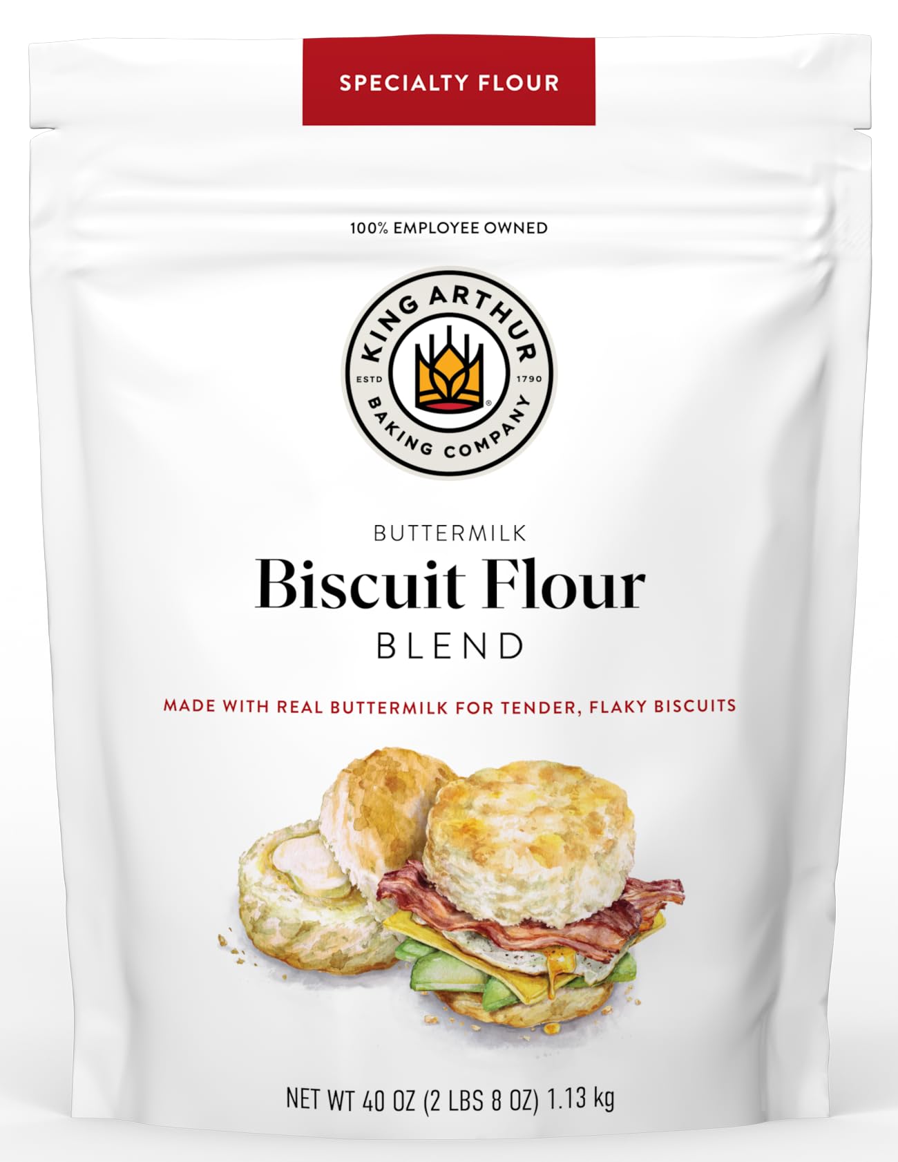 King Arthur Baking Company Buttermilk Biscuit Flour Blend, Unbleached Flour, Aluminum Free, Non-GMO Buttermilk, g2.5lb Bag