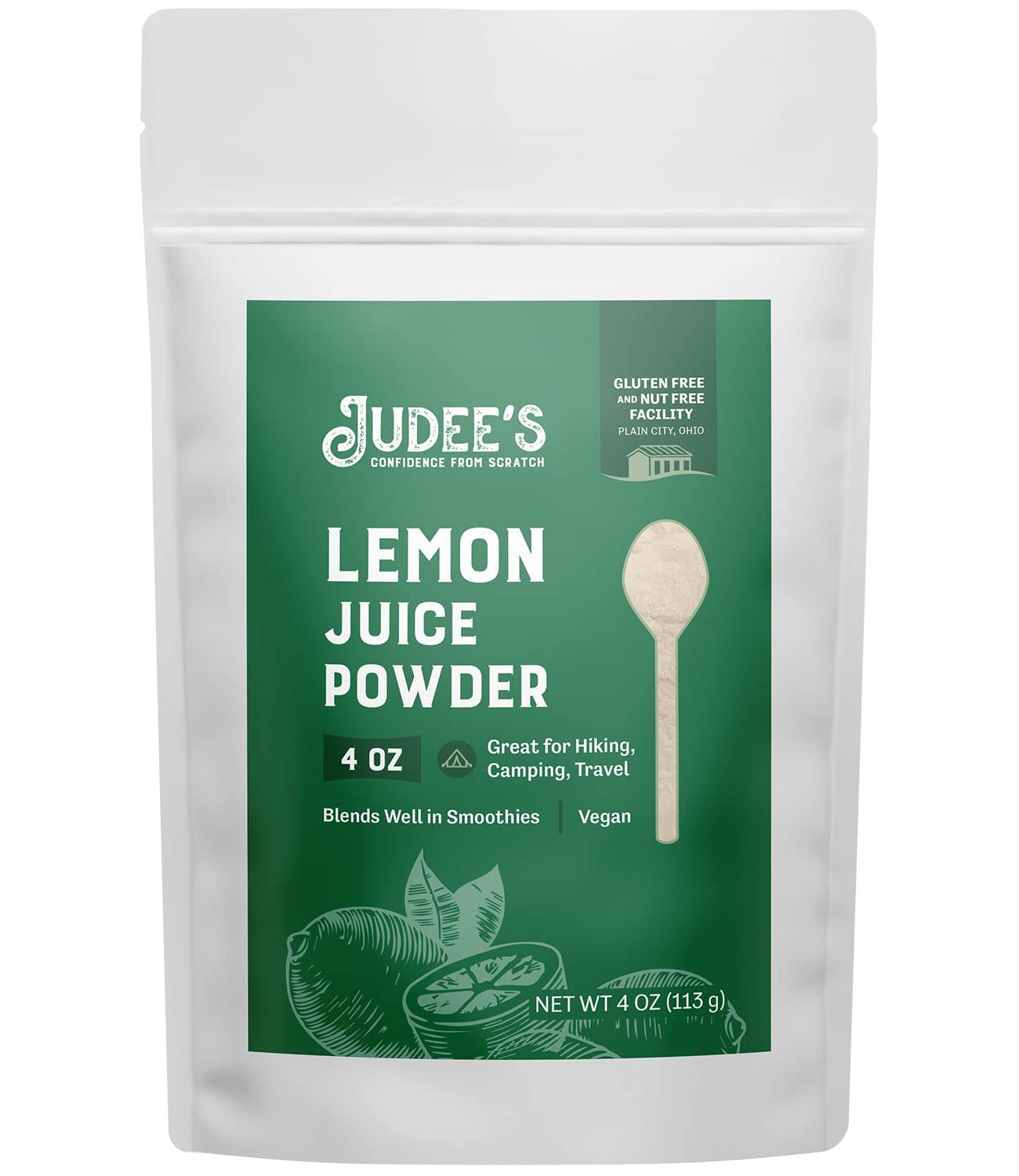 Judee's Lemon Juice Powder - 4 oz - Delicious and 100% Gluten-Free - Great for Smoothies, Shakes, Mixed Drinks, Fruit Tarts, and