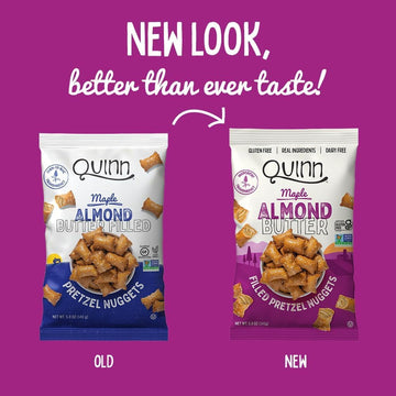 Quinn Maple Almond Butter Filled Pretzel Nuggets - Made with Real Ingredients, Whole Grain Sorghum, Sea Salt, Vegan, Gluten Free