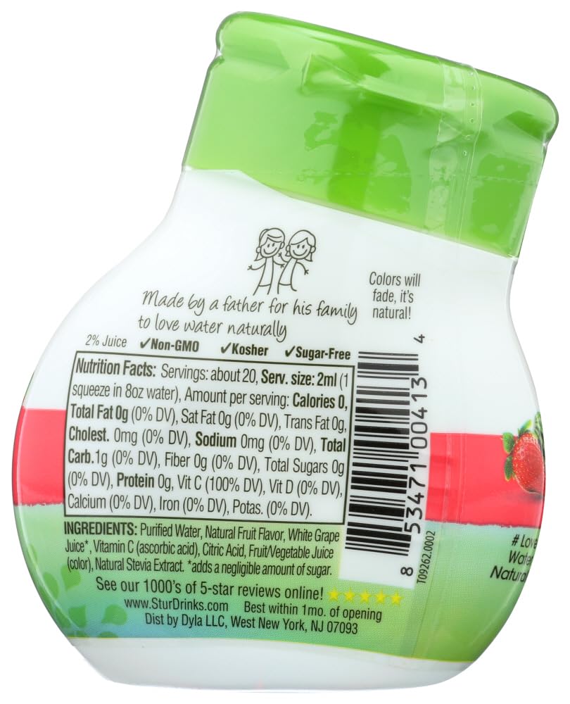 Stur Drinks - Strawberry Watermelon Natural Water Enhancer Liquid Drink Mix Sugar Free Zero Calorie Vitamin C Stevia Make Your Own Fruit Infused Flavored Waters Makes 100 Drinks