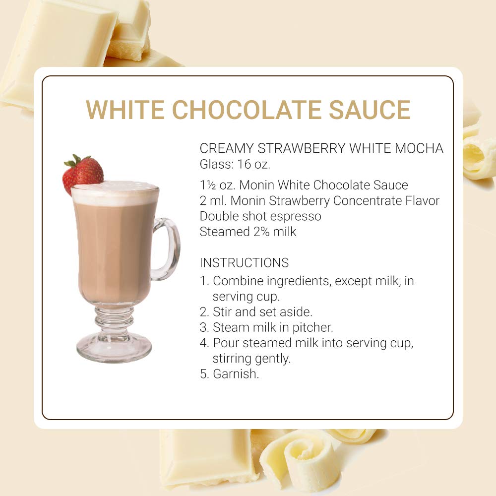 Monin - Gourmet White Chocolate Sauce, Creamy And Buttery, Great For Desserts, Coffee, And Snacks, Gluten-Free, Non-Gmo (12 Ounce)