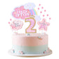 Kawailay Birthday Cake Decoration Set, Rainbow Clouds & Stars, 2nd Birthday Topper, Pink, Model Kawailay-206