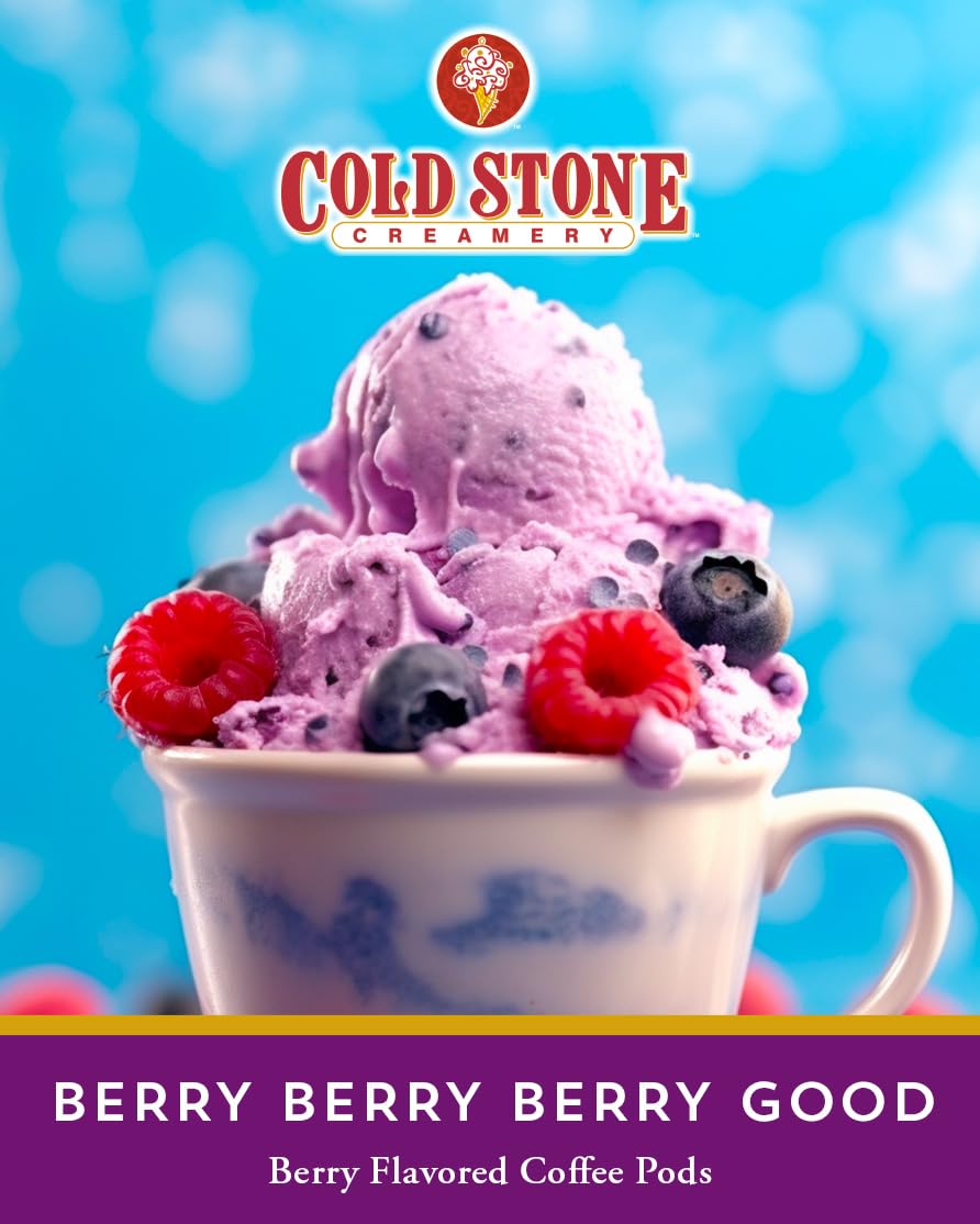 Cold Stone Creamery Beverages Ice Cream Flavored Coffee Pods, 40 Count, Berry Berry Berry Good, Compatible with K Cup malt-inspired