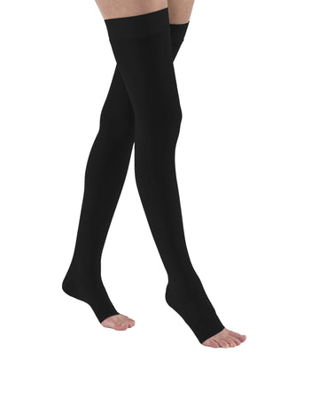 Jobst Relief Compression Stockings 20-30 Mmhg Thigh High Silicone Dot Band Open Toe Black Large