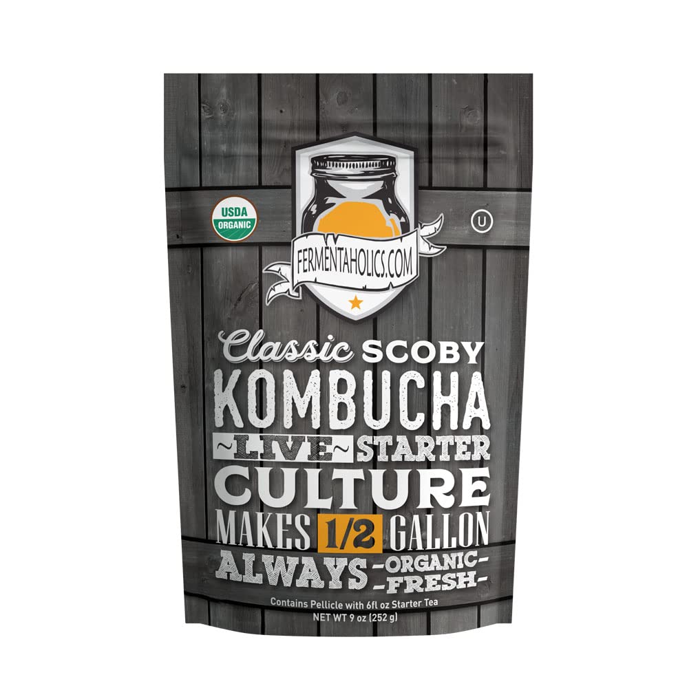 Fermentaholics Kombucha SCOBY Starter Culture - Six Ounces of Mature Starter Tea for Brewing Half Gallon Batch