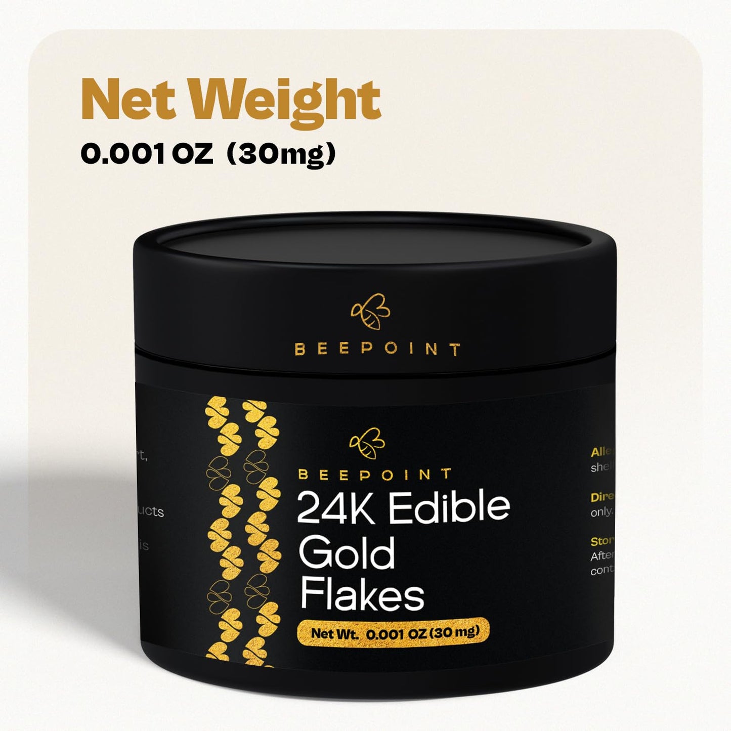 BeePoint 24K Edible Gold Foil Flakes - 30mg Gold Flakes for Cake Decorating  Baking  Cooking  Cupcakes  Chocolates  Drinks - Edible Gold Sheets
