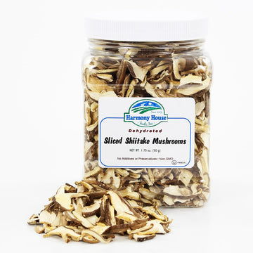 Harmony House Foods Dried Sliced Shiitake Mushrooms (1.75 Oz, Quart Size Jar)